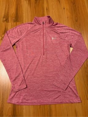 Under Armour Women's Pink Heathered Long Sleeve Quarter-Zip Tee